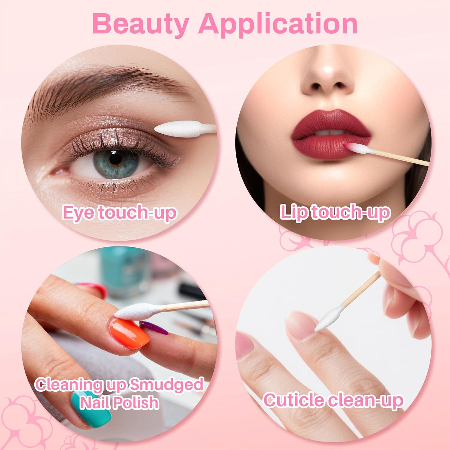 300pcs Pointed Cotton Swabs - Disposable Double Pointy Precision Tip Cotton Buds With Bamboo Sticks For Ear Wax Removal Makeup Lip Eyeshadow Applicators Micro Nail Tool Beauty & Personal Care