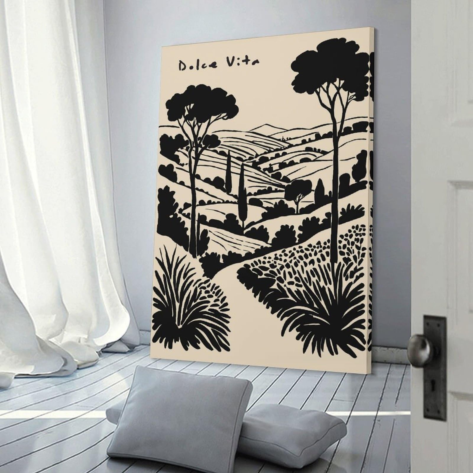 Junmoney Italian Landscape Silhouette Wall Picture Print 20x30inch(50x75cm), for Apartment Walls, Studios Or Work Areas, A Simple Refresh for Blank Walls