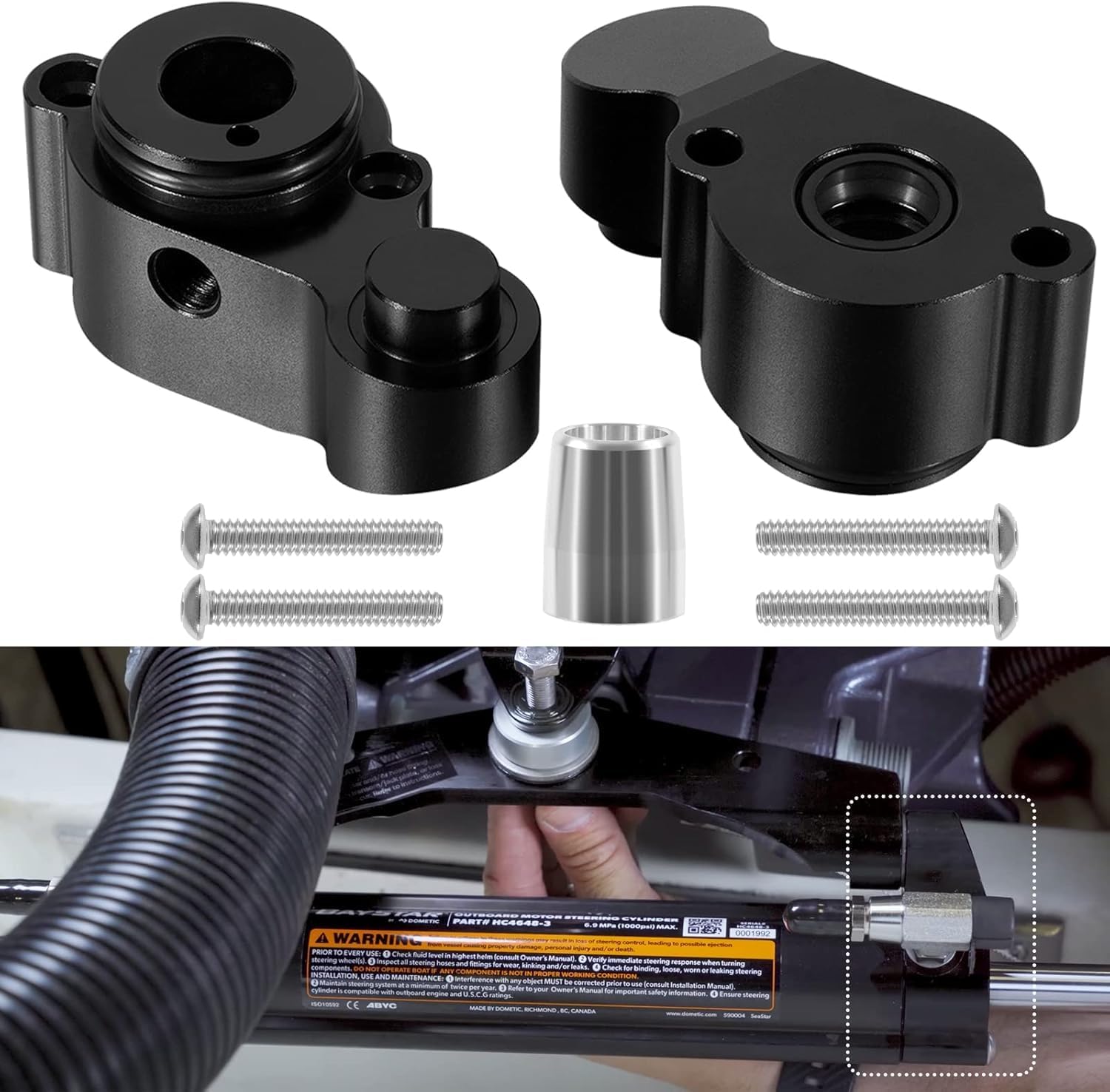 HF4202 Bleeder Tee Kit and HP4600 Cylinder Gland Kit for Baystar Hydraulic Steering Cylinder, fits models HC4645H/ HC4647H/ HC4648H and HC4658H