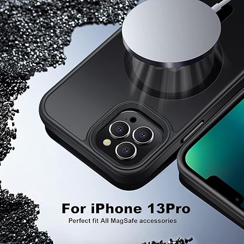 Miniatura 4 de Funda magnética para iPhone 13 Pro, probada en caídas de grado militar, compatible con MagSafe, funda protectora delgada, translúcida mate a prueba
