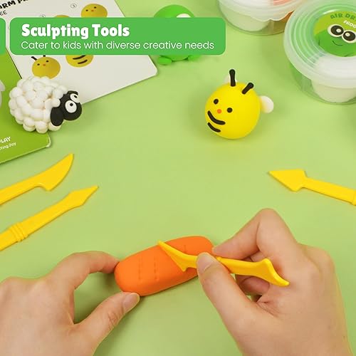 Miniatura 6 de Arcilla seca al aire para niños, kit de arcilla seca al aire, 12 latas con herramientas de escultura y tutoriales, arcilla de modelado suave, segura