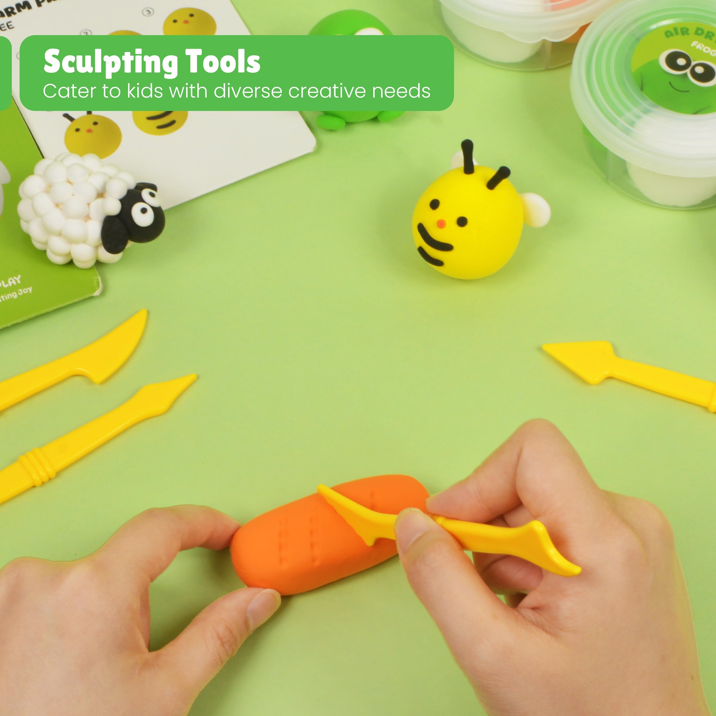 Air Dry Clay for Kids, Air Dry Clay Kit 12 Cans with Sculpting Tools and Tutorials, Soft, Safe and Non-Toxic Modeling Clay for Kids, Magic Molding Clay Set for Boys & Girls Crafts