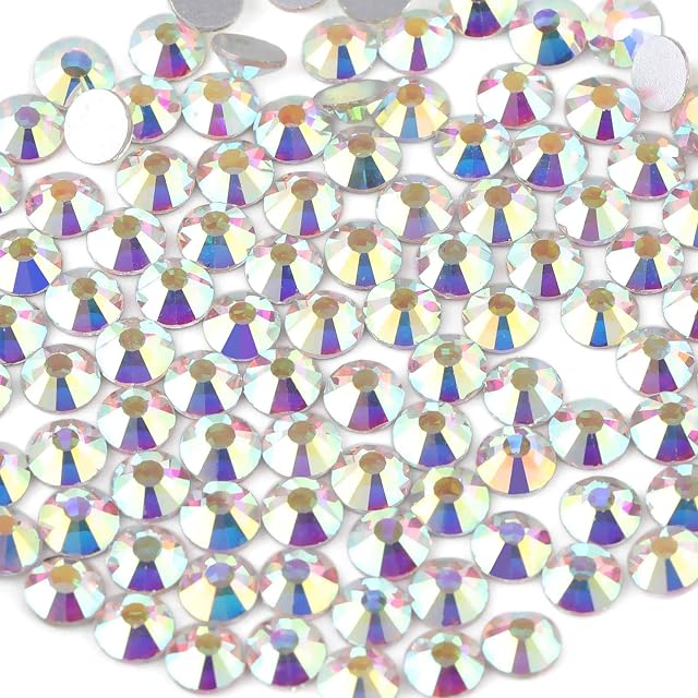 Beadsland 1440 Piece Flat Back Crystal Rhinestones Round Gems,1.3mm-6.5mm, Crystal/CrystalAB (SS20AB(4.9-5.0mm))