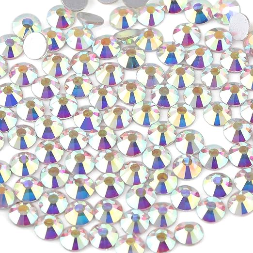 beadsland Flat Back Crystal Rhinestones Round Gems for Nail Art and Craft Glue Fix, CrystalAB (7.1-7.3mm) SS34/288pcs