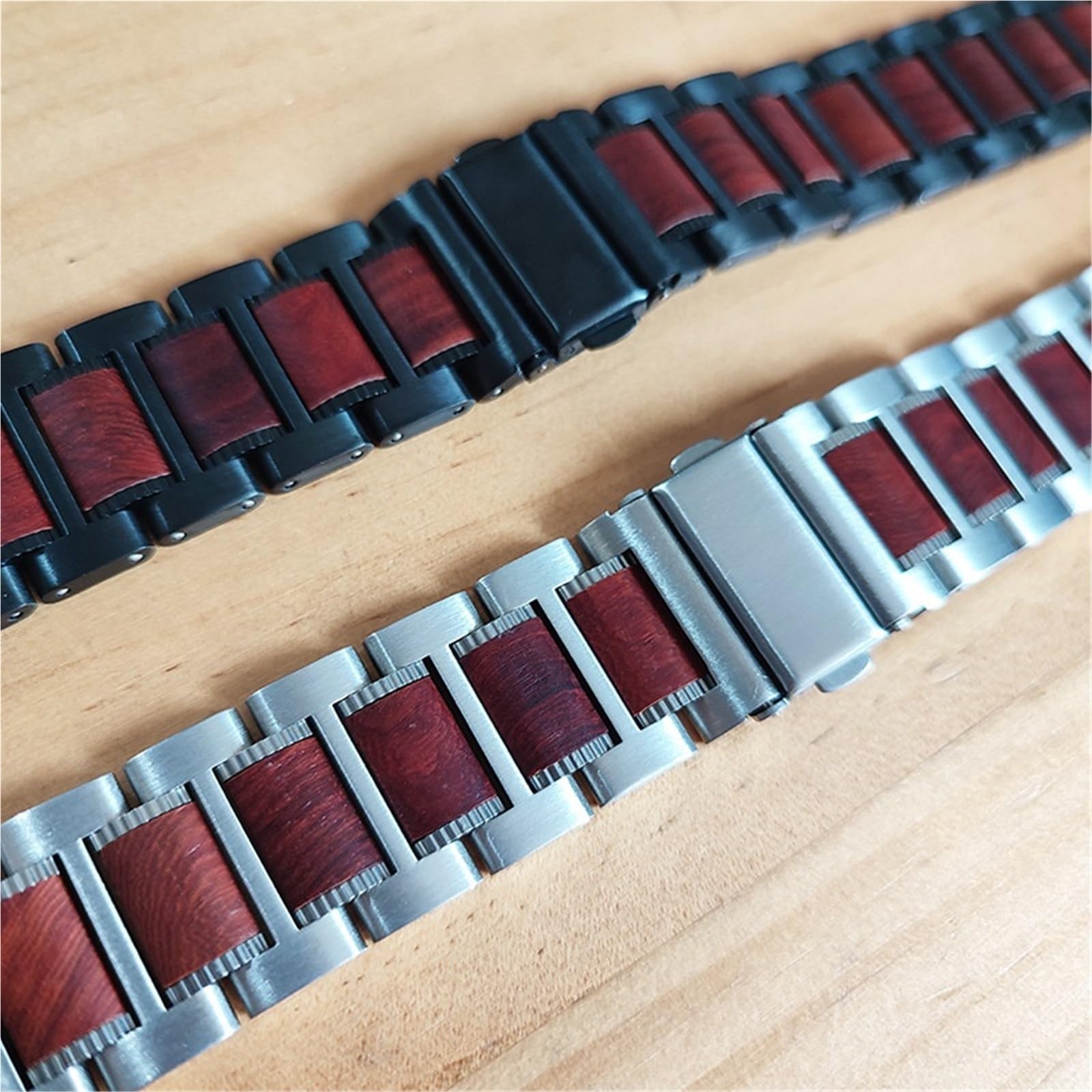 Bracelet de montre en bois bracelet en acier inoxydable à dégagement rapide bracelet de remplacement en bois unisexe