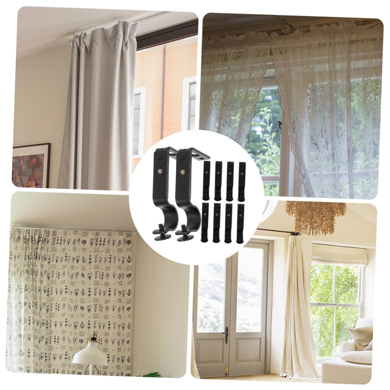 STOBAZA 10pièces Supports De Tringle à Rideaux Muraux Lot pour Tringles De Fenêtre Porte Rideaux Épais Et Barres à Vêtements