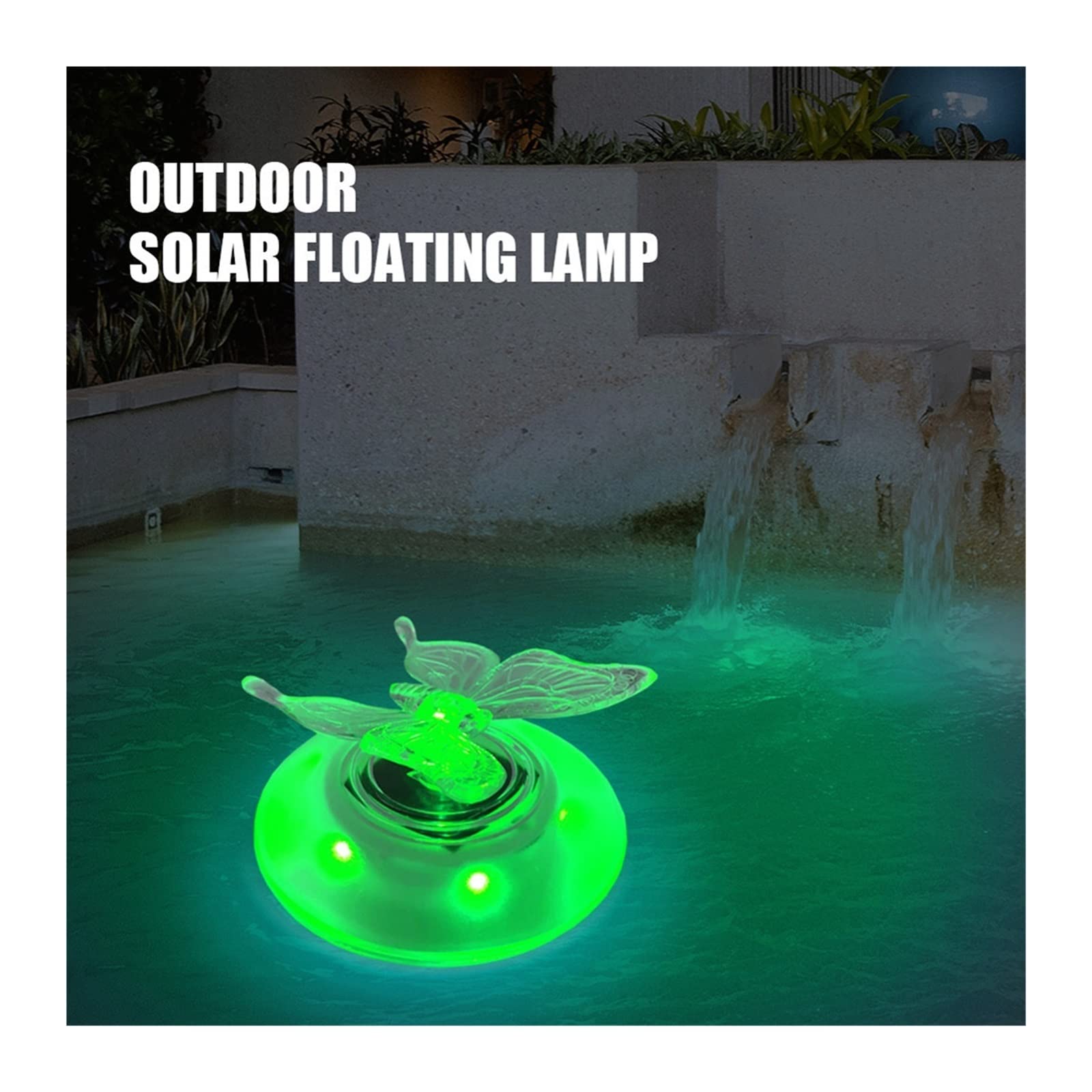Luce solare galleggiante a forma di libellula Piscina a farfalla notturna Lampada a subacquea Illuminazione da esterno con fontana giardino Basso Consumo Energetico(Butterfly,3PCS)