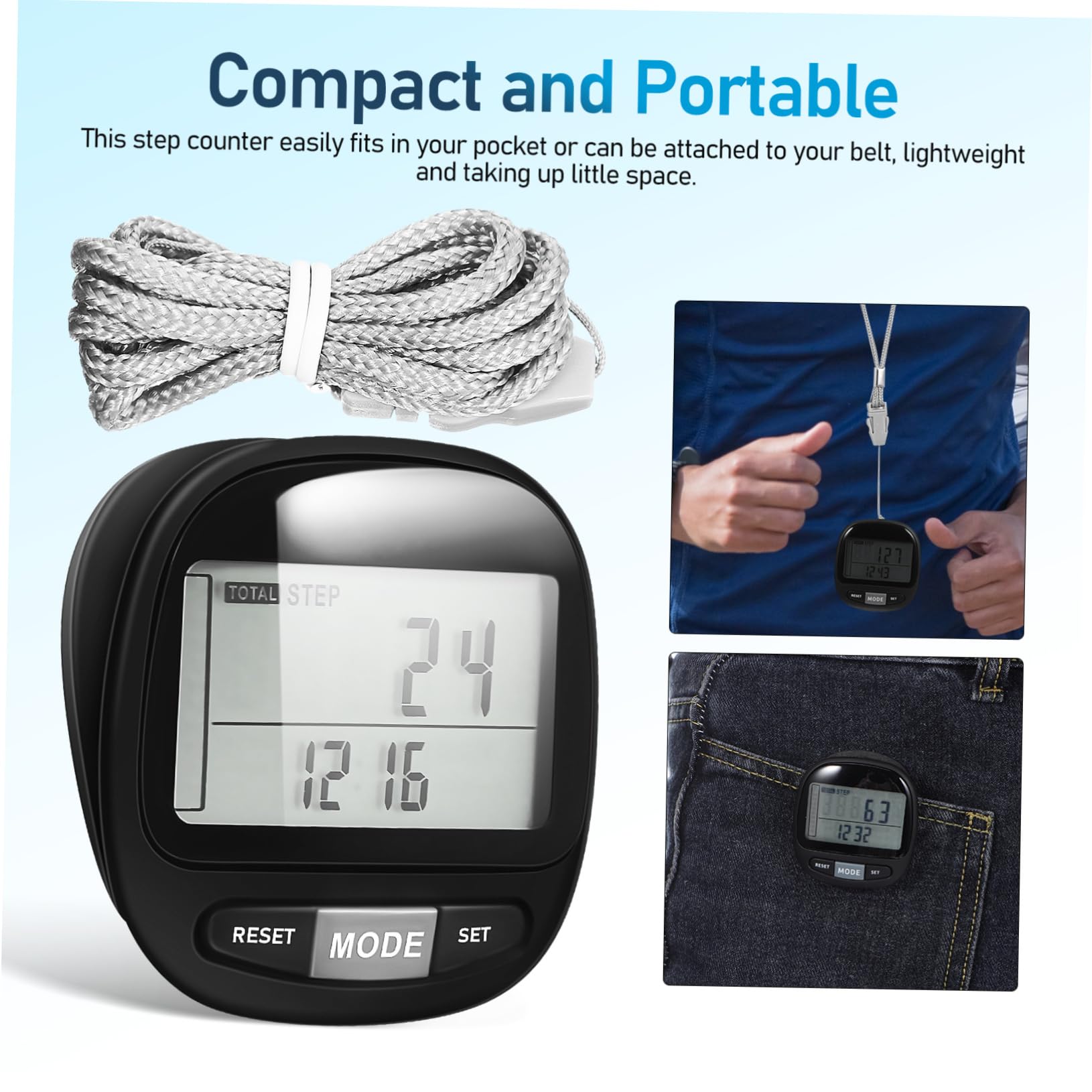 TOYANDONA Schrittzähler Clip Pedometer für Outdoor Aktivitäten Tragbarer Akkurater Schrittzähler mit Speicher und Benutzerfreundlich für Fitness und Gesundheit
