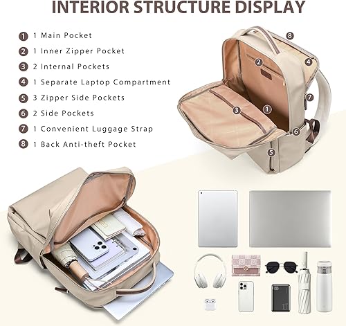 Miniatura 3 de Mochila para laptop para mujer, diseño inteligente, bolsa de trabajo universitaria, mochilas de negocios para viajes y negocios, se adapta a