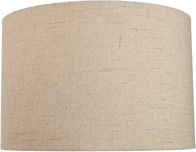 Contemporary and Sleek 12 Inch Taupe Linen Fabric Drum Lamp Shade 60w Maximum | 30cm Diameter | for Table Lamp or Pendant by Happy Homewares