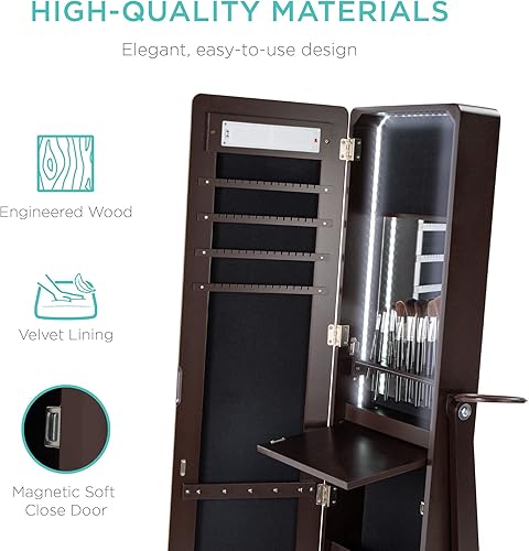 Miniatura 5 de Armario joyero Best Choice Products con espejo y LED