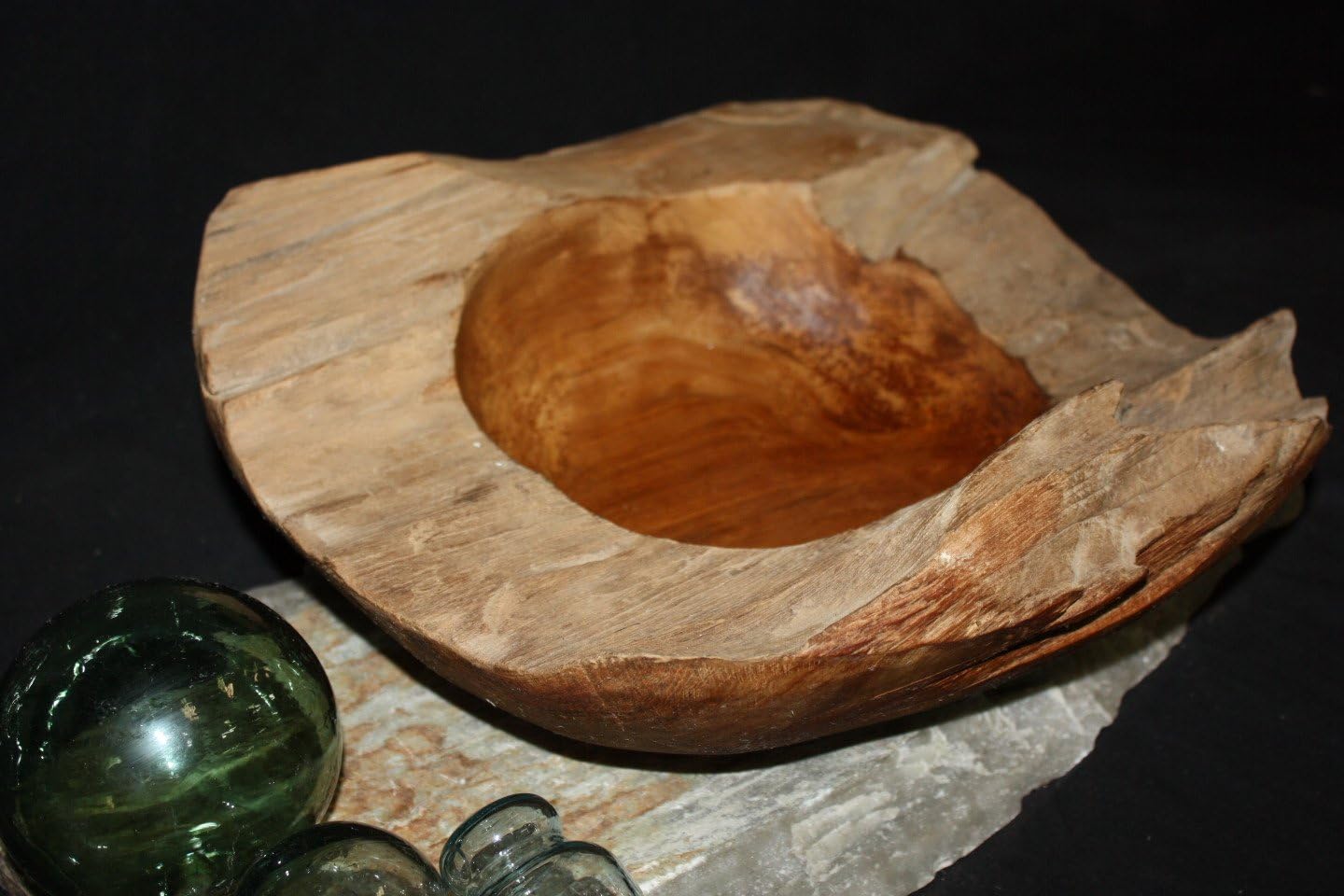 Tikimaster Rustic Teak Wooden Bowl Centerpiece 15 inch X 4 inch X 16 inch Home Decor | #HWA210