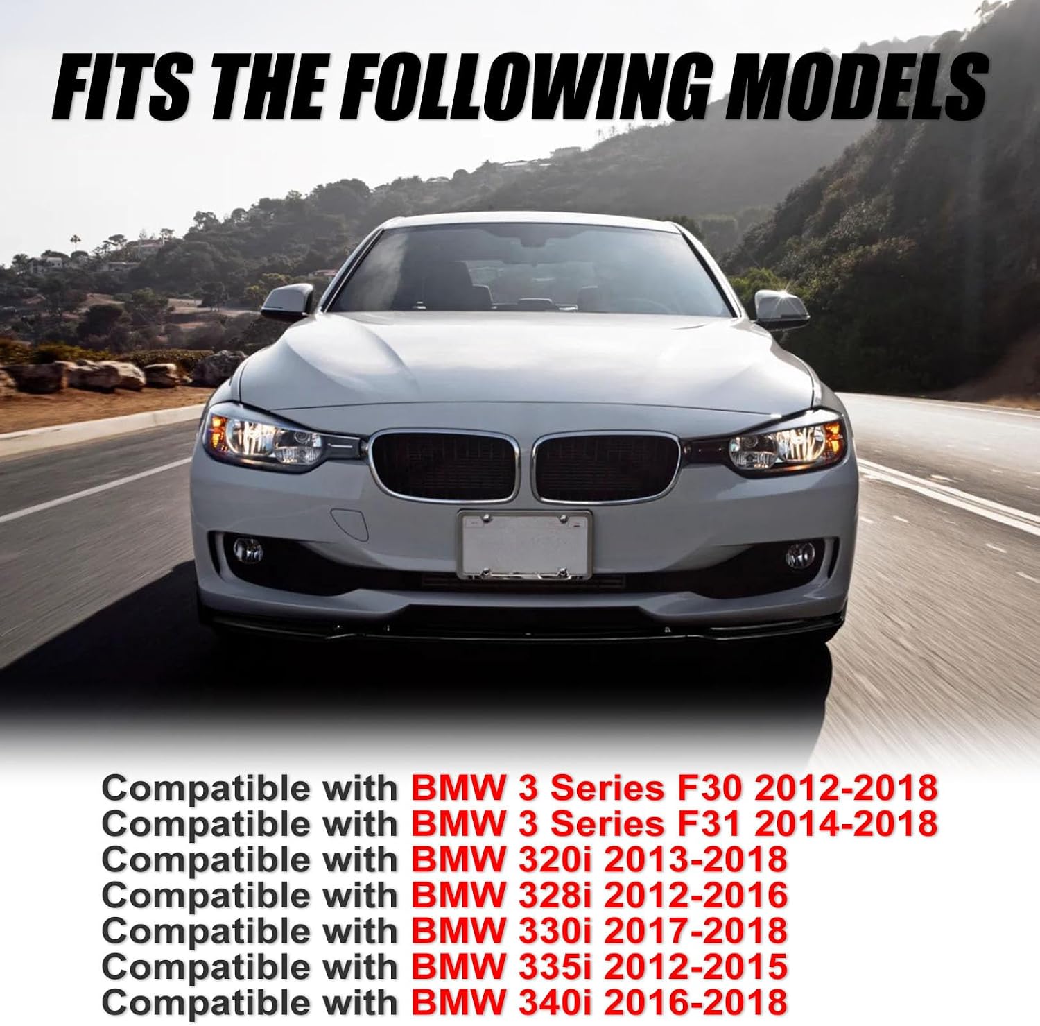 Gloss Black Front Bumper Lip Splitter for BMW 3 Series F30 F31 2012-2018