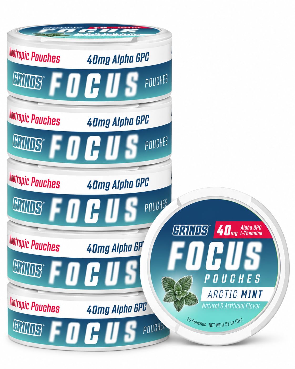 GRINDS Focus Nootropic Pouches, Alpha GPC + L-Theanine, Blue Raspberry — Amazon image 28