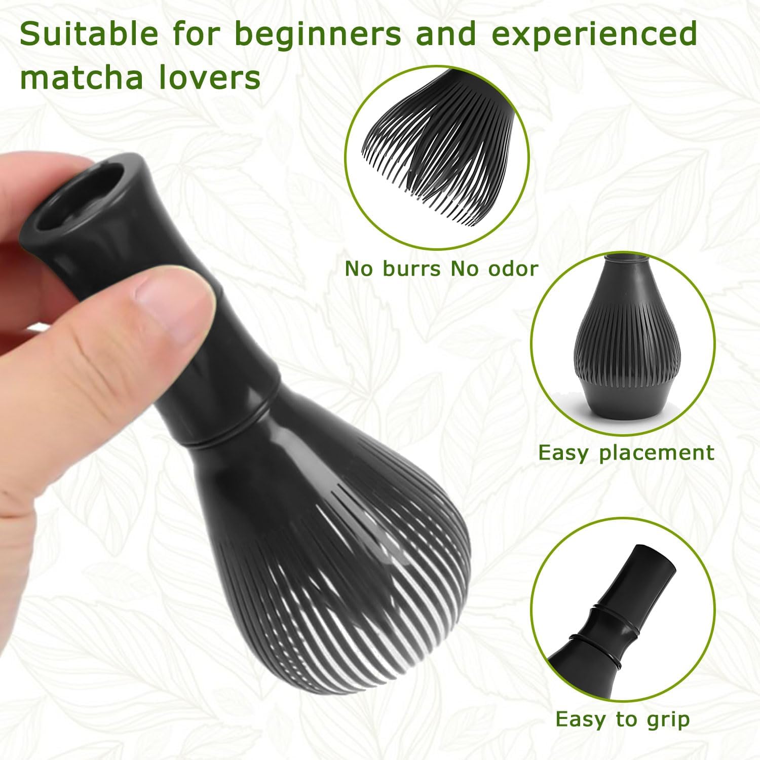 Matcha Whisk, Reusable Resin Matcha Whisk Easy to Clean Stirring Tool for Japanese Matcha Green Tea Ceremony (Black) image 3