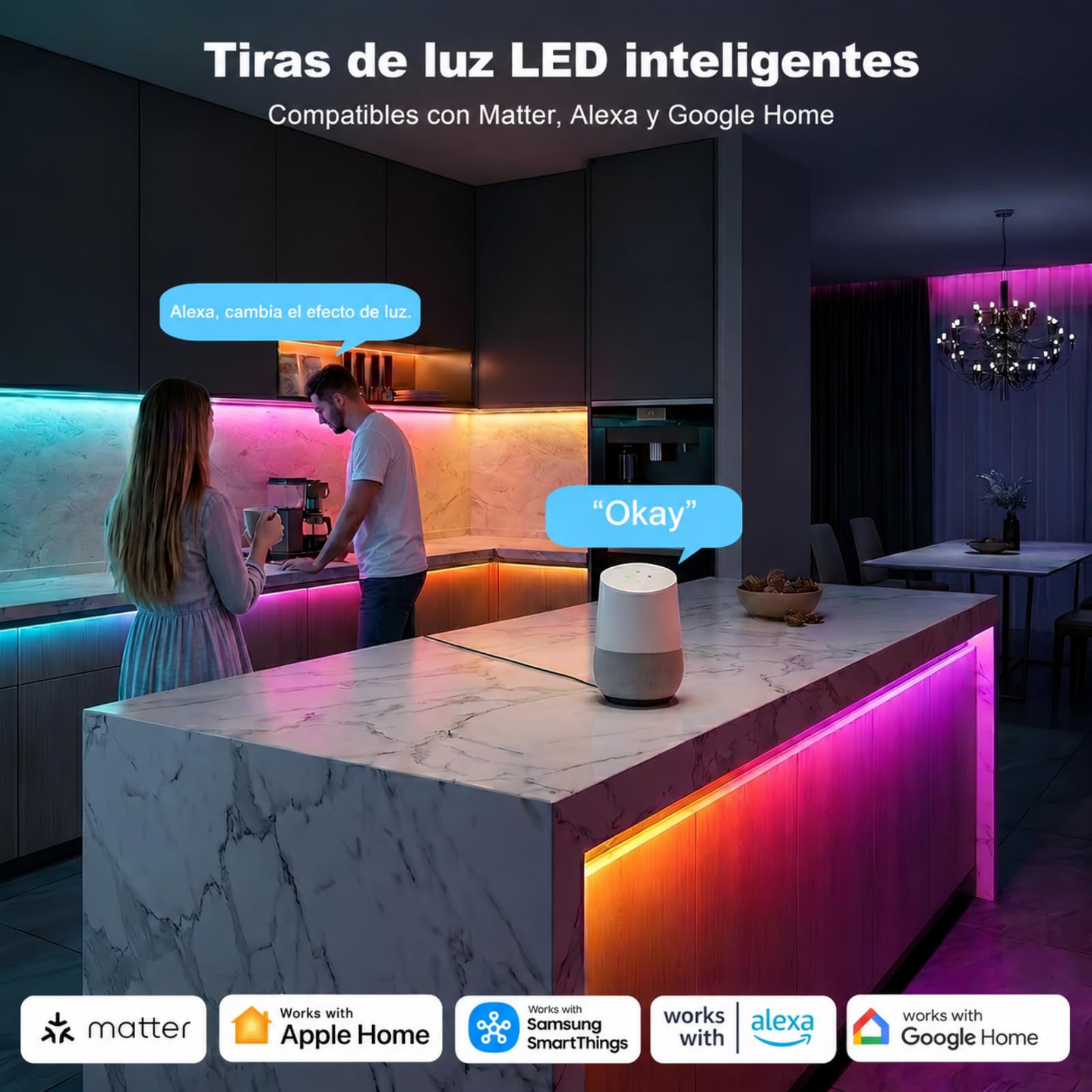 YEELIGHT Tira LED 20M, RGB+IC Smart Compatible con Matter, Alexa, Google Home y Apple HomeKit, Tira de Luces con Control por App(Hub E1 Requerido), Segmentos DIY y Sincronización Musical,10 m*2 rollos