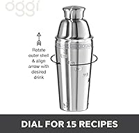 Vista 5 de OGGI Dial A Drink - Coctelera - Dorado, 15 recetas, colador integrado, 34 onzas, la bebida original y única, mezclador de bebidas ideal
