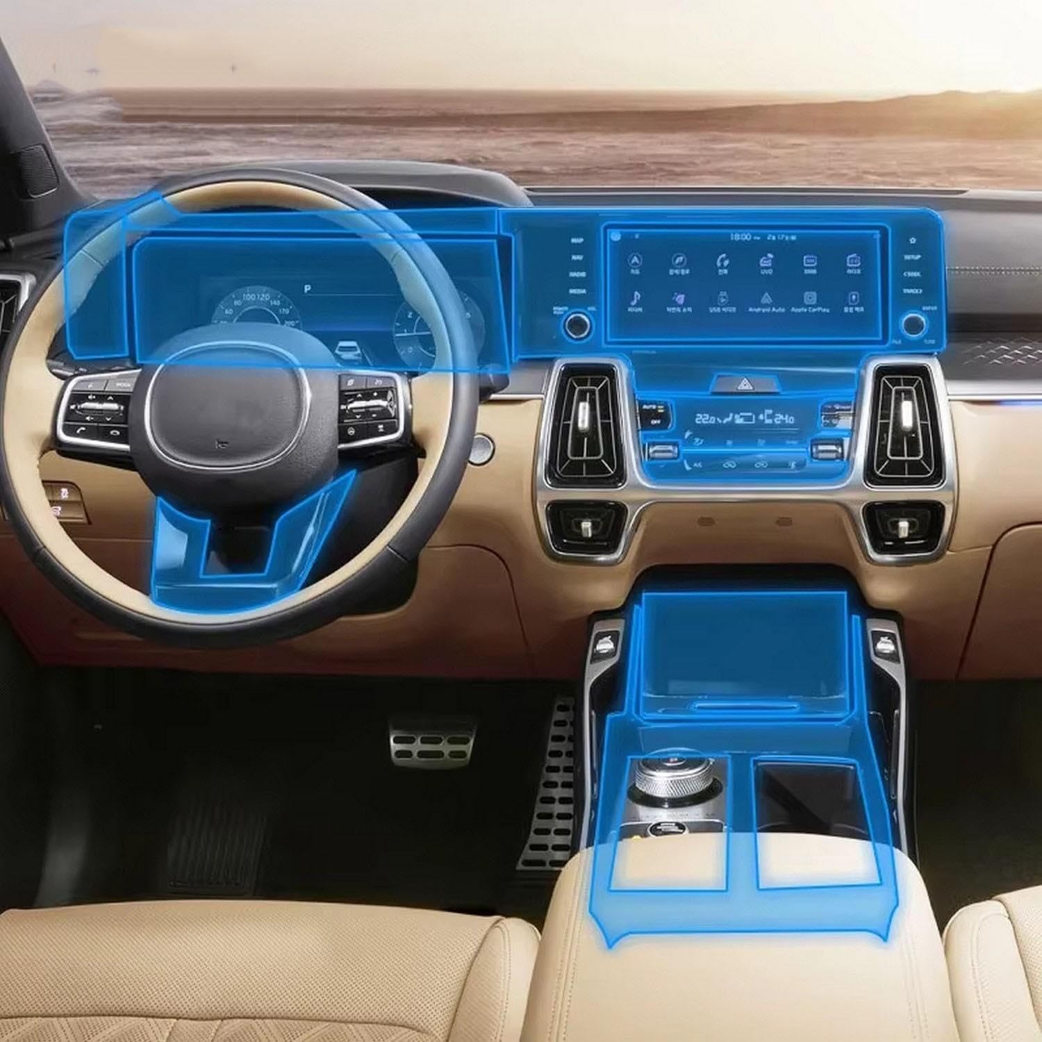Film PPF anti-rayures TPU mat pour console Kia Sorento MQ4 sans reflets