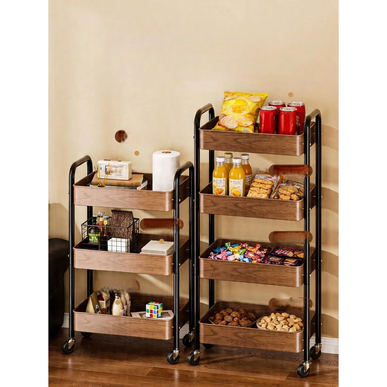 carrello da cucina Carrello portaoggetti con ruote, tavolino mobile for divano e organizer for ripiani for snack carrello portaoggetti