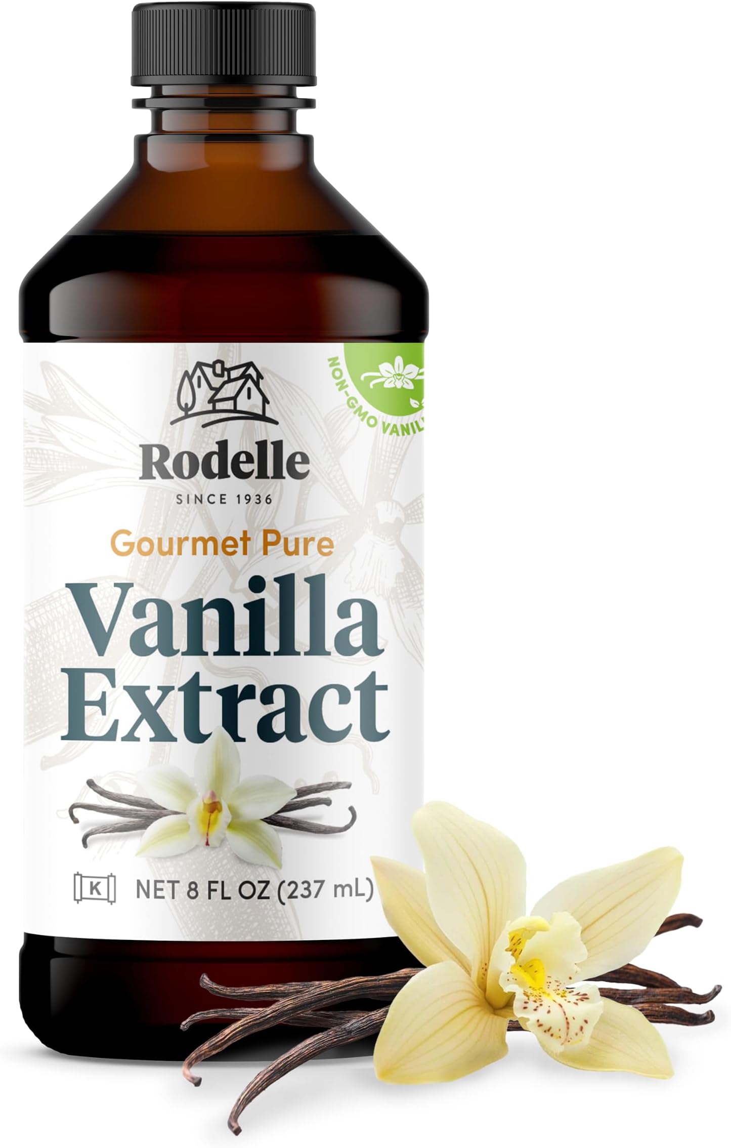 Rodelle Gourmet Pure Vanilla Extract, Baking & Cooking, Made in USA, 8 Fl Oz.