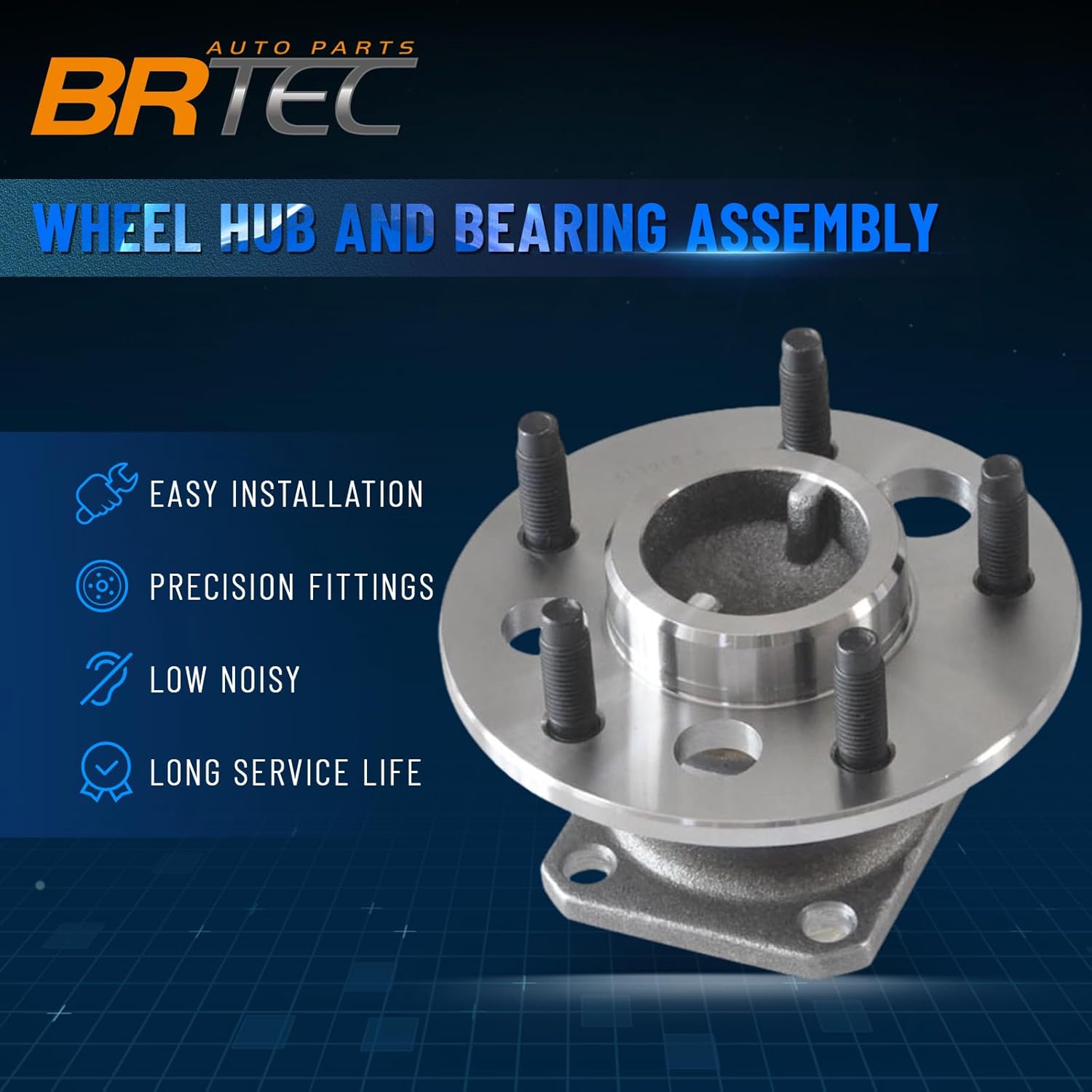 513018 Rear Left/Right Wheel Hub and Bearing Assembly for Chevy Impala for Buick Century for Cadillac for Pontiac for Oldsdmolile 5Lug Non-ABS