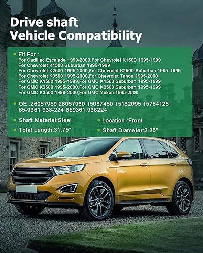 Vista 131 de SCITOO Longitud del eje de hélice del eje de transmisión delantero 36.2 pulgadas compatible con 2001-2004 para Jeep Grand para Cherokee 4.0L