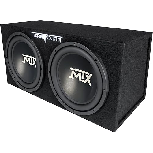 MTX Dual 12-Inch Subwoofers with Loaded Enclosure, 1200W Max Power, 400W RMS, Terminator - Car Audio Subwoofer and Speaker System with Deep Bass Sound
