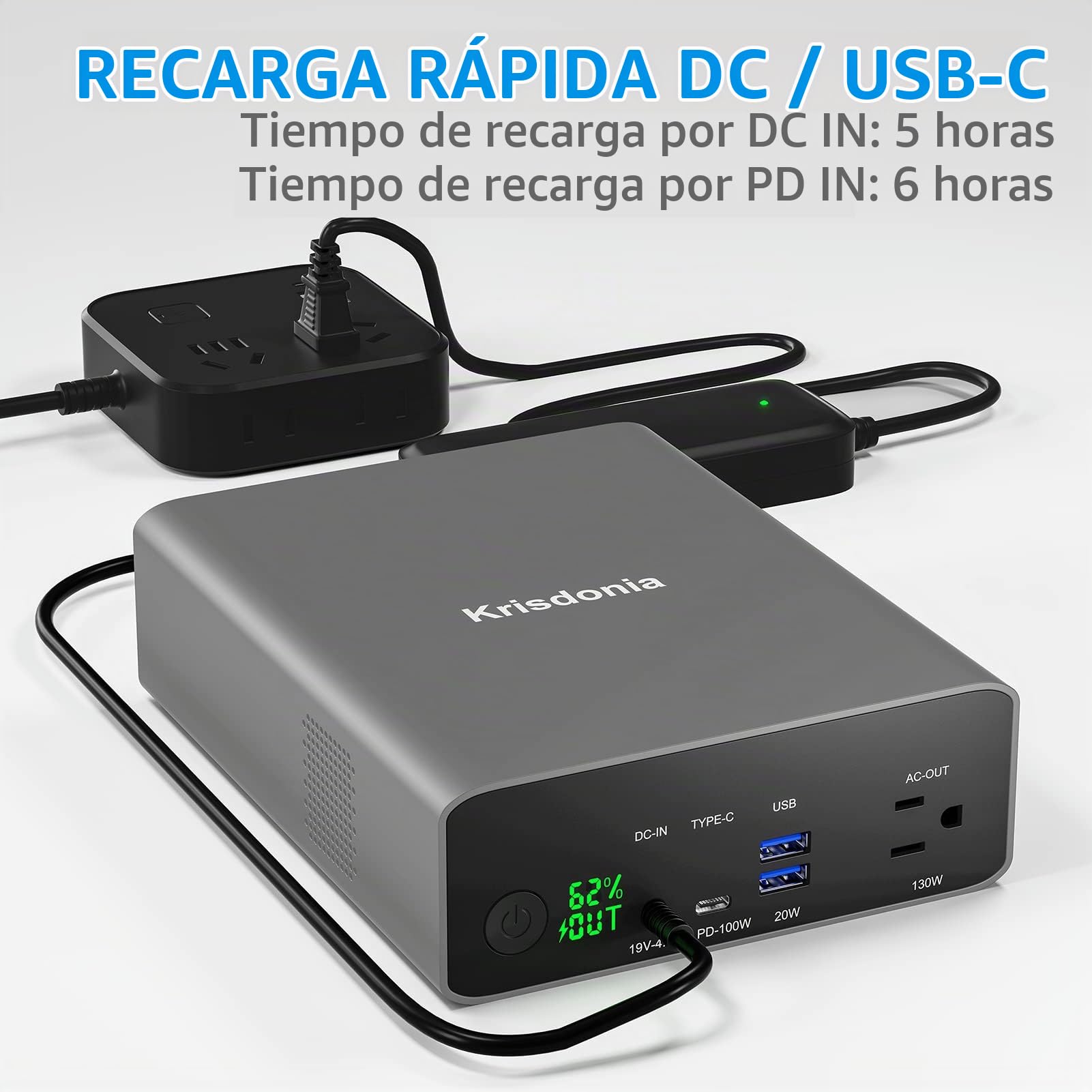 Krisdonia Powerbank 80000mAh 296Wh con AC 220V EU 130W Socket