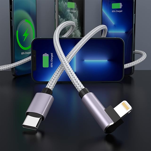 16FT Right Angle USB C to Lightning Cable [MFi Certified] 90 Degree iPhone 13 Charger Cable Braided Fast iPhone Type C Charging Cord Compatible with iPhone 13/13 Pro/12 Pro/11 Pro Max/X/XS/XR/8, Pad