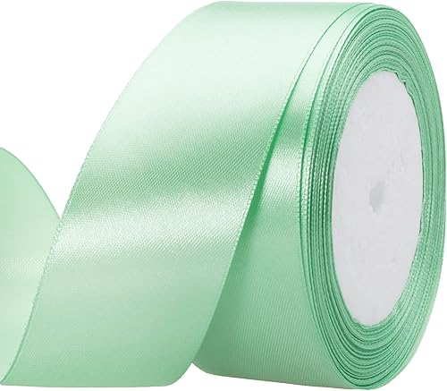 Miniatura 92 de Atrbb Cinta de satén de 25 yardas, 1-1/2 pulgadas de ancho, perfecta para bodas, lazos hechos a mano y envoltura de regalos, verde salvia