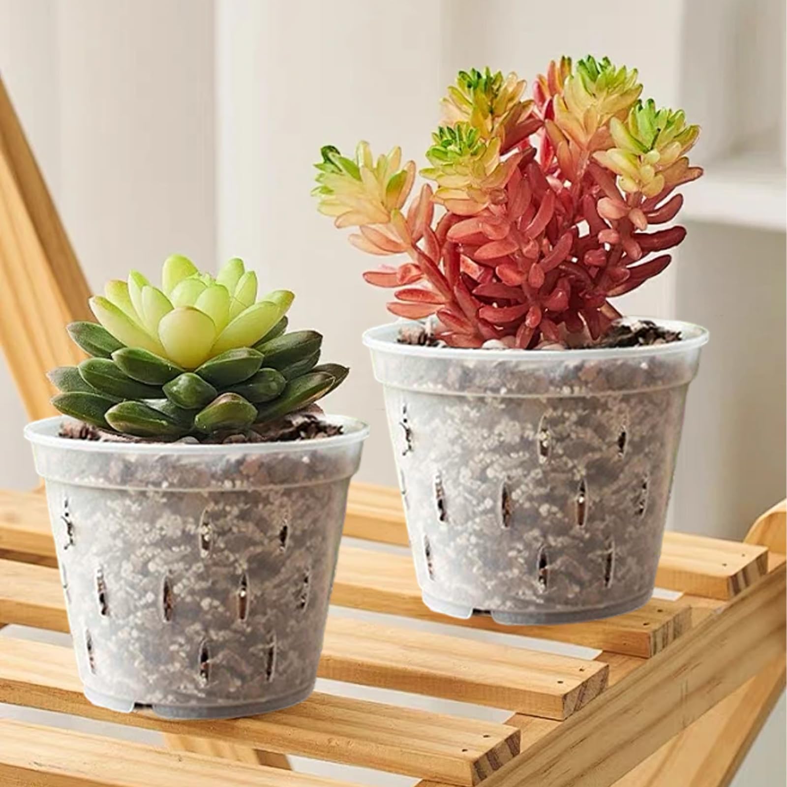 Xmart 10 sztuk przezroczystych doniczek do orchidei, 11 cm, plastikowa donica na rośliny z otworami drenażowymi, do biura i na zewnątrz