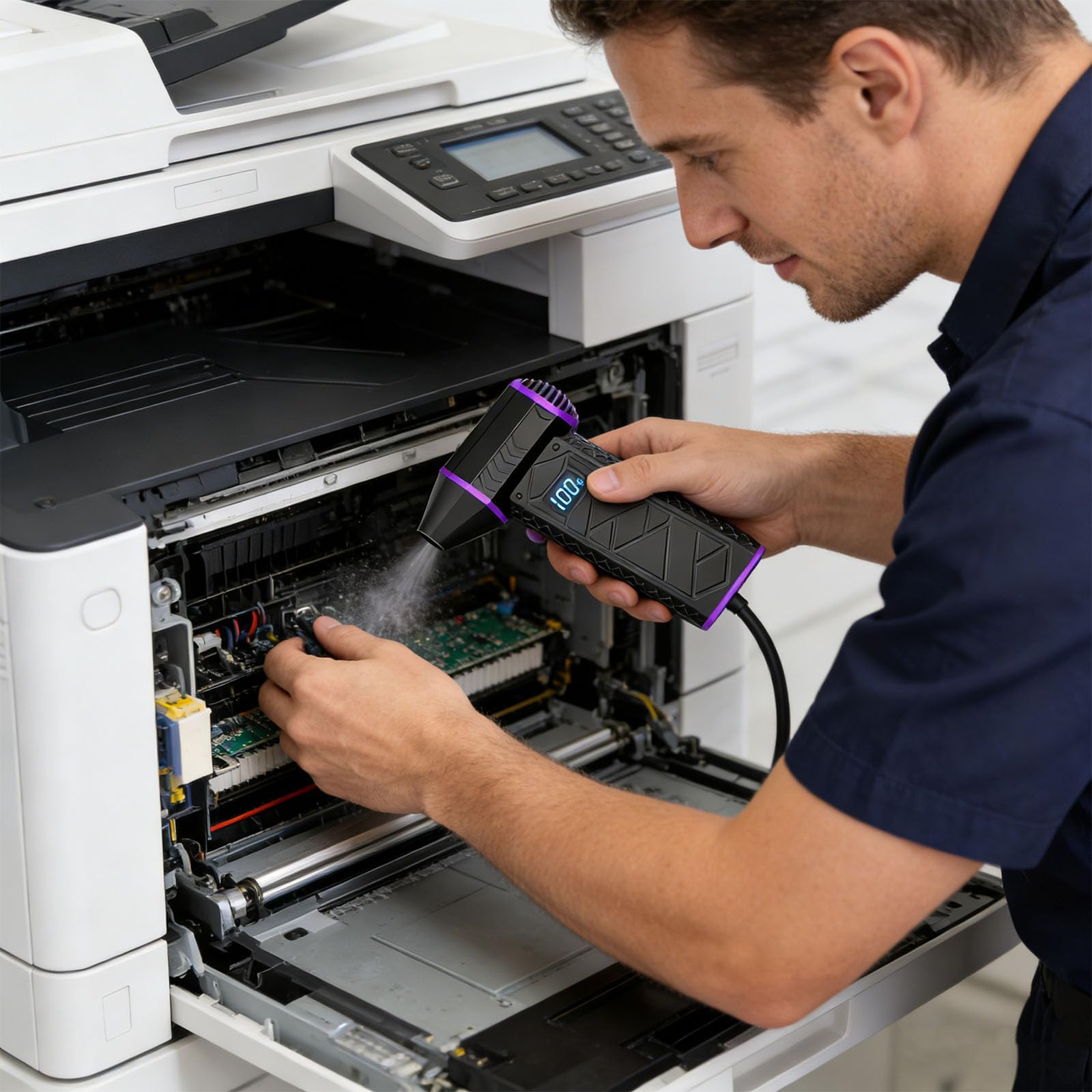1 soffiatore portatile senza fili ad alta potenza, forte flusso d'aria per attività di pulizia efficienti in casa e ufficio