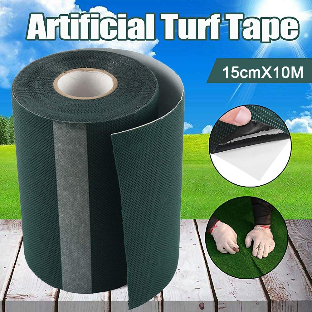 ATopoler 10Mx15CM Ruban Adhésif pour Gazon Artificiel Bande Artificielle de Couture d'herbe Tissu Rejoignant Autocollant de Jardin Vert Ruban de Jointoiement Tapis de Pelouse