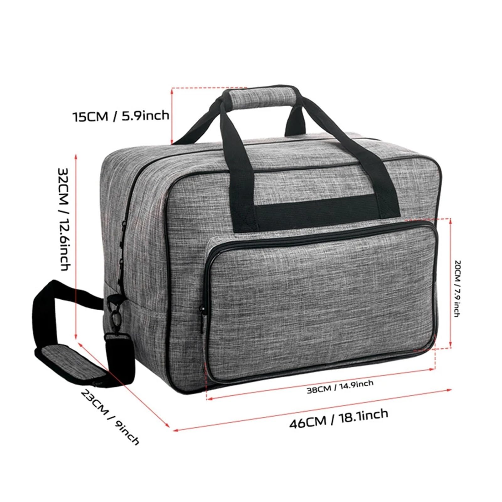 Bolsa de Transporte for máquina Coser portátil, Funda Protectora a Prueba Polvo con Bolsillos for Guardar Hilos(Black)