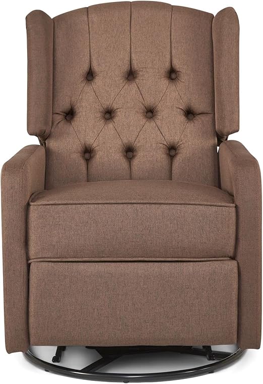 Bravich Manual Reclining Swivel Chair Brown Fabric Recliner With Metal