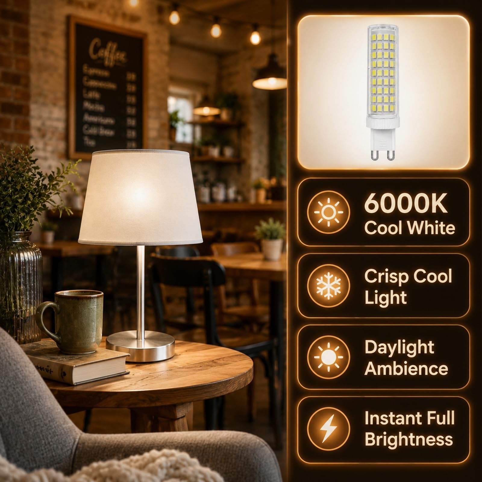 Bombillas LED G9 Mini Cerámica 15W, Luz Fría 6000K, Equivalente a 120W Halógena, 1000LM, No Regulable, Para Pequeñas Colgantes Cocina(10 Pack)