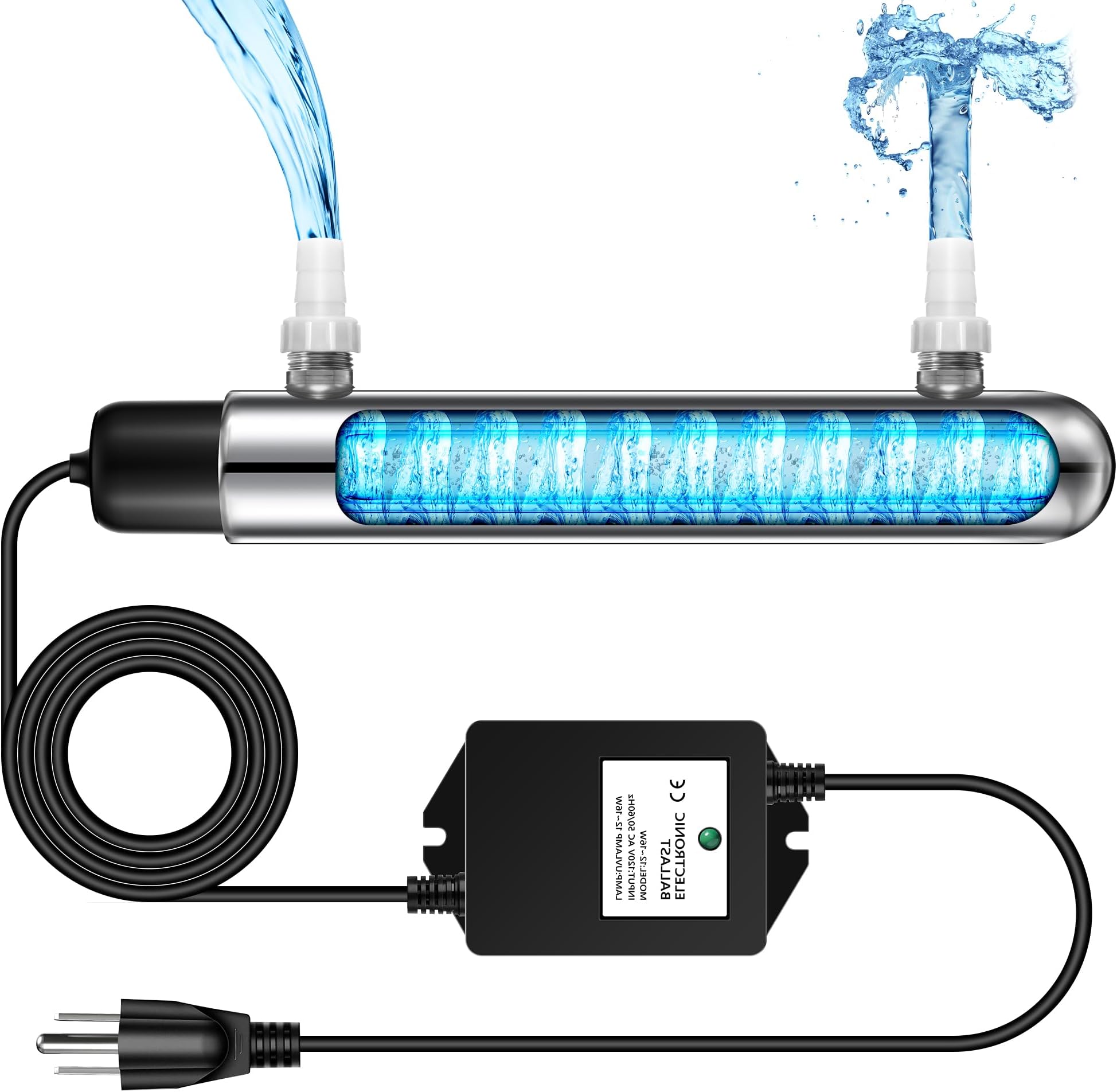 12W UV Lights for Ponds Aquarium Control Cold Plunge UV Light, Stainless Steel UV Filter Aquarium, Aquarium Clarifier Easy to Installation for Aquarium Indoor Outdoor Removal Algae Plant