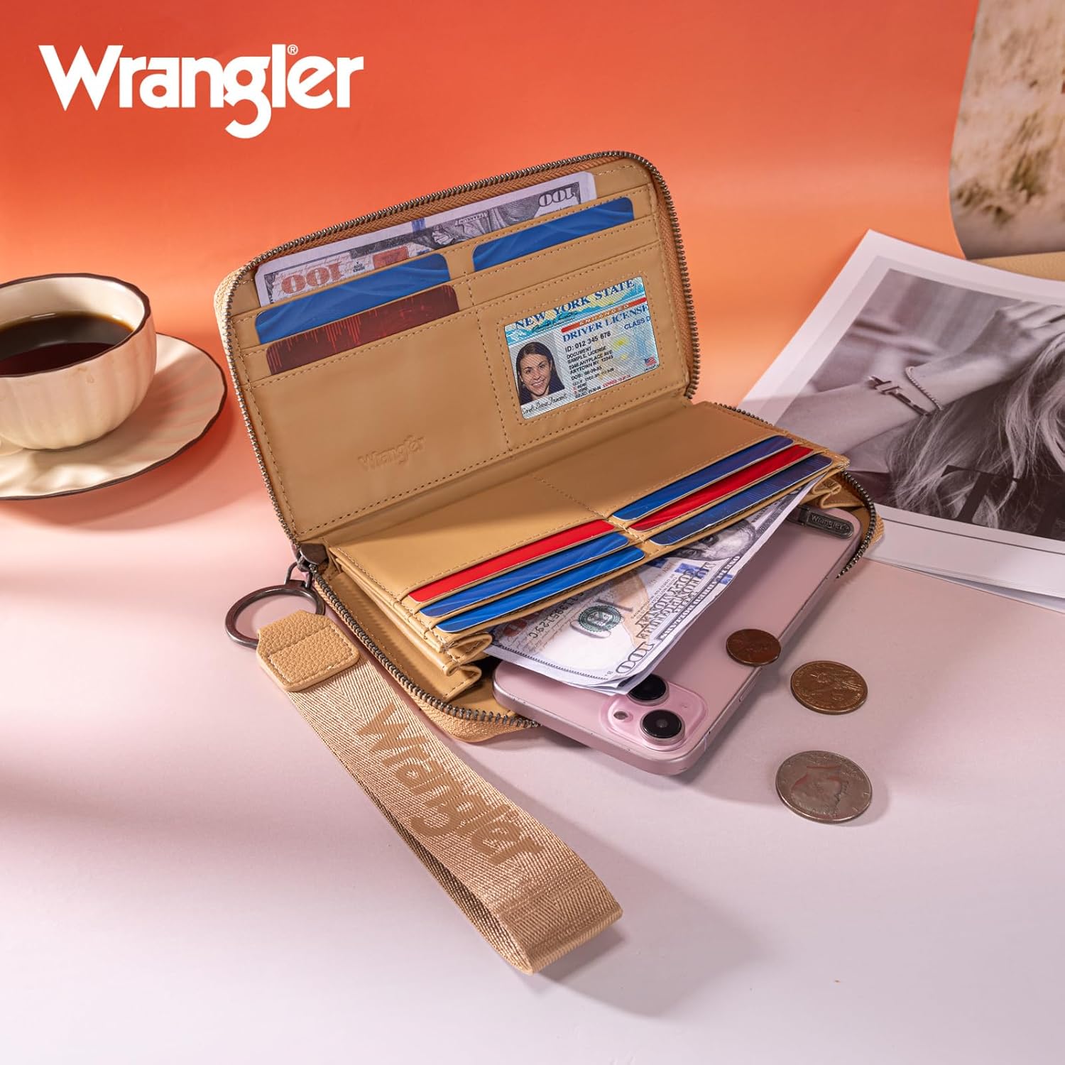 Montana West X Wrangler Wristlet Wallets for Women Gradient Color Bifold Wallet Large Capacity RFID Blocking Clutch Wallets with ID Window - Image 2