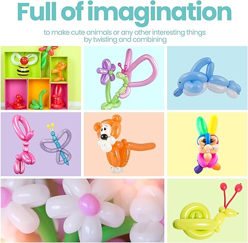 Miniatura 4 de Lenwen 1000 globos largos a granel, 260 globos de látex para decoración de cumpleaños, bodas, festivales, payasos, suministros de fiesta