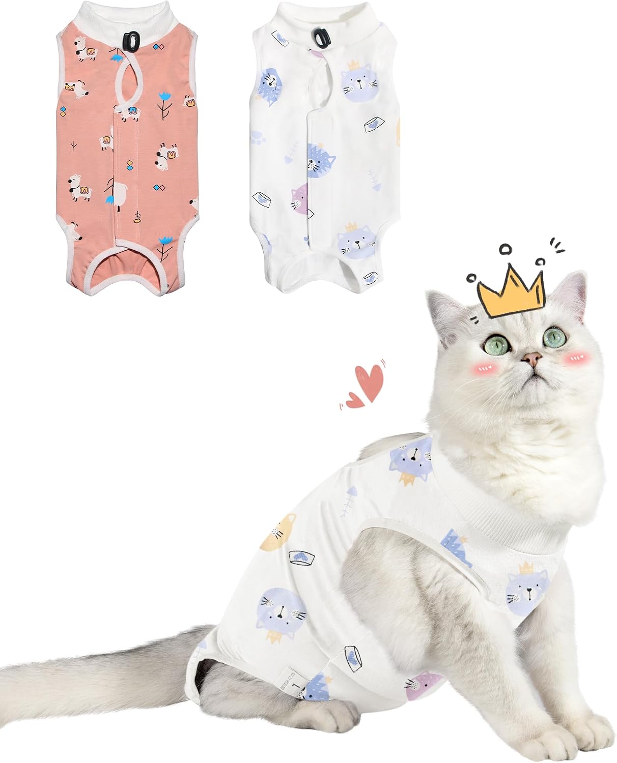 2 Pack Cat Spay Recovery Suit Female, Breathable Cat Onesie for Cats After Surgery Female, Kitten Surgery Recovery Suit for Abdominal Wounds