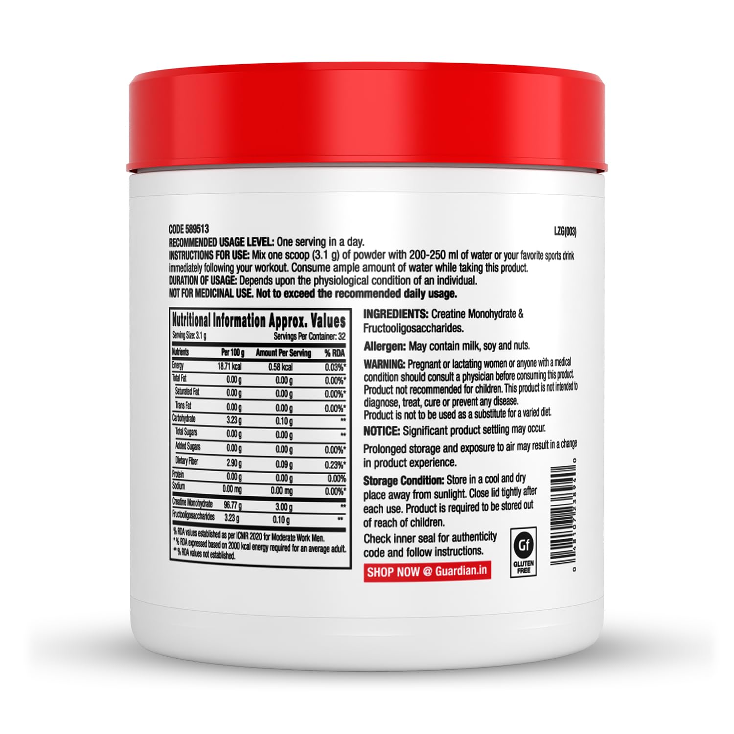GNC Pro Performance Creatine Monohydrate with Black shaker - 3000mg Creatine Per Scoop | Micronized for Faster Absorption | Boosts Energy, Muscle Volume & Performance | Gluten-Free | Unflavored | 100gm — Amazon image 2