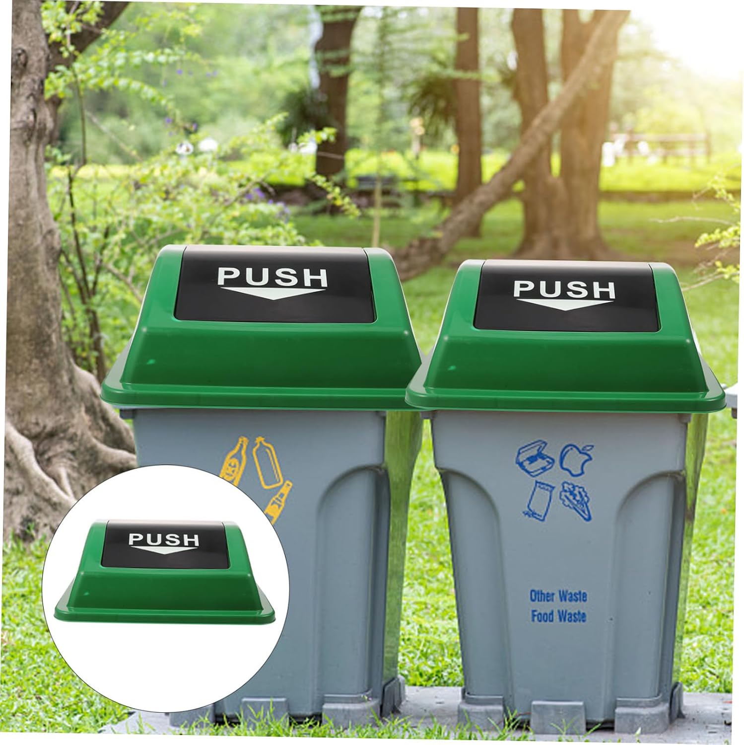 Collapsible Outdoor Trash Can Lid Sturdy Plastic Replacement for Waste Bin Easy Install