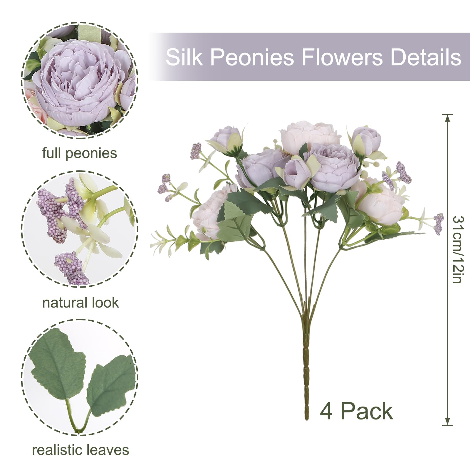 SOMYTING Peony Artificial Flowers - Image 2