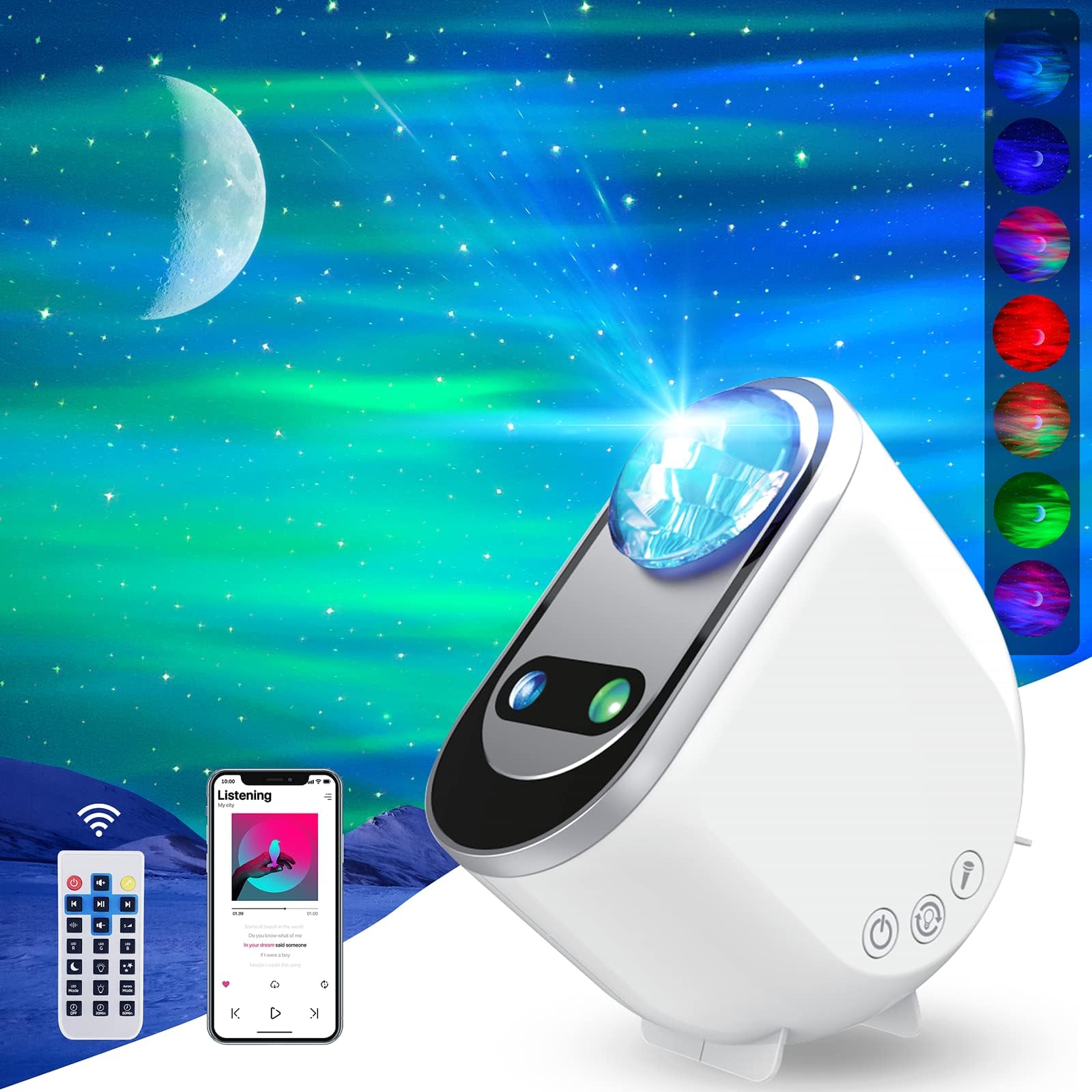 MERTTURM Galaxy Aurora Projector, 3 in 1 LED Northern Lights Star Projector, 6 White Noise Starry Moon Light with Bluetooth Speaker for Adult Kids Gift, Bedroom, Room Decor