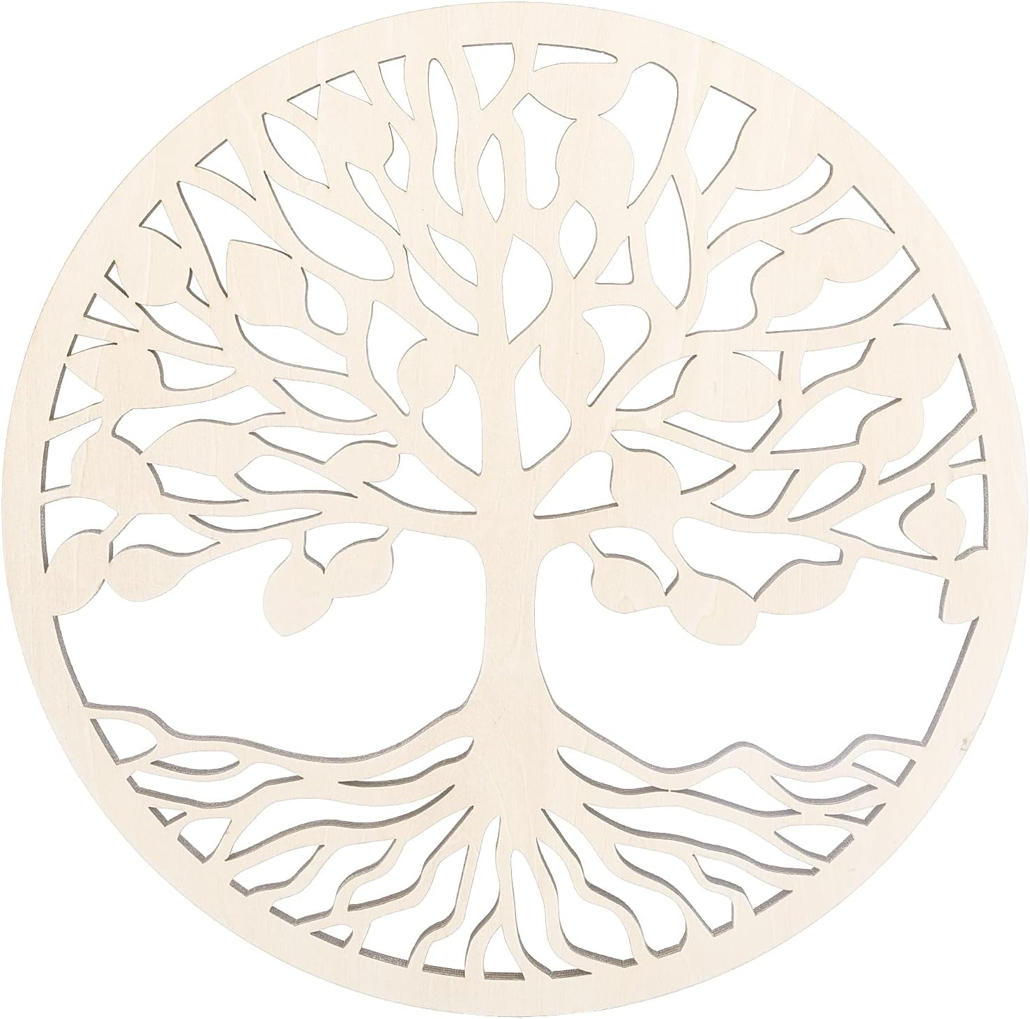 GLOBLELAND 12Inch Tree of Life Wooden Wall Art Sacred Geometry Home Decor, Laser Cut Wooden Wall Sculpture for Wall Hanging Decor Art Home Decoration
