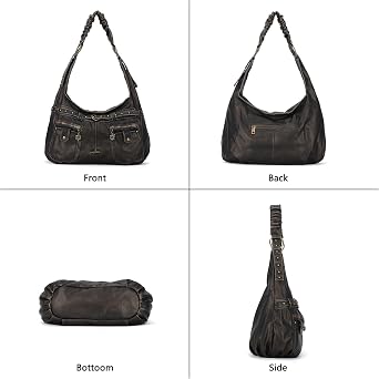 Angel Kiss 財布 女性用 ラージ ホーボー ショルダーバッグ Vagen レザー マルチポケット トートバッグ レディース デザイナー ハンドバッグ スタッズ付き