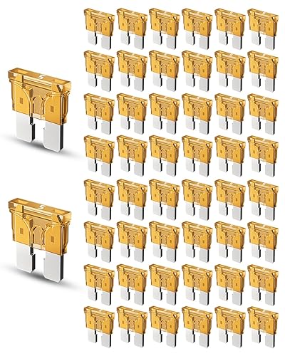 Riseuvo 50 fusibles estándar 5A para automóvil, fusibles automotrices de 5 amperios (ATOAPRATS), fusible de hoja de 32 V (1224 V) para RVcamiónSUV