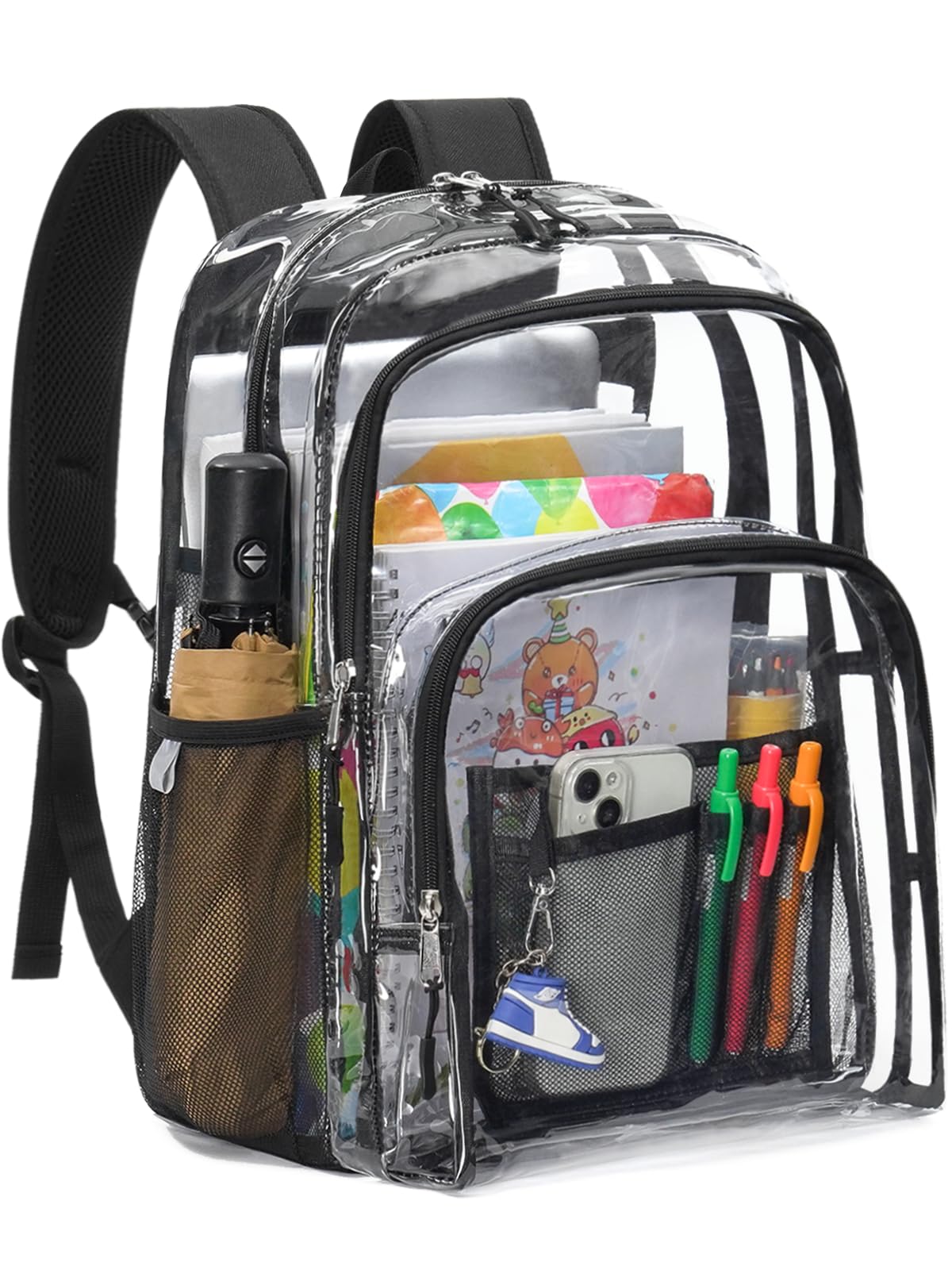Double Layer Large Clear Backpack 17 inch Transparent TPU Clear Bookbag Heavy Duty See Through Backpack for College