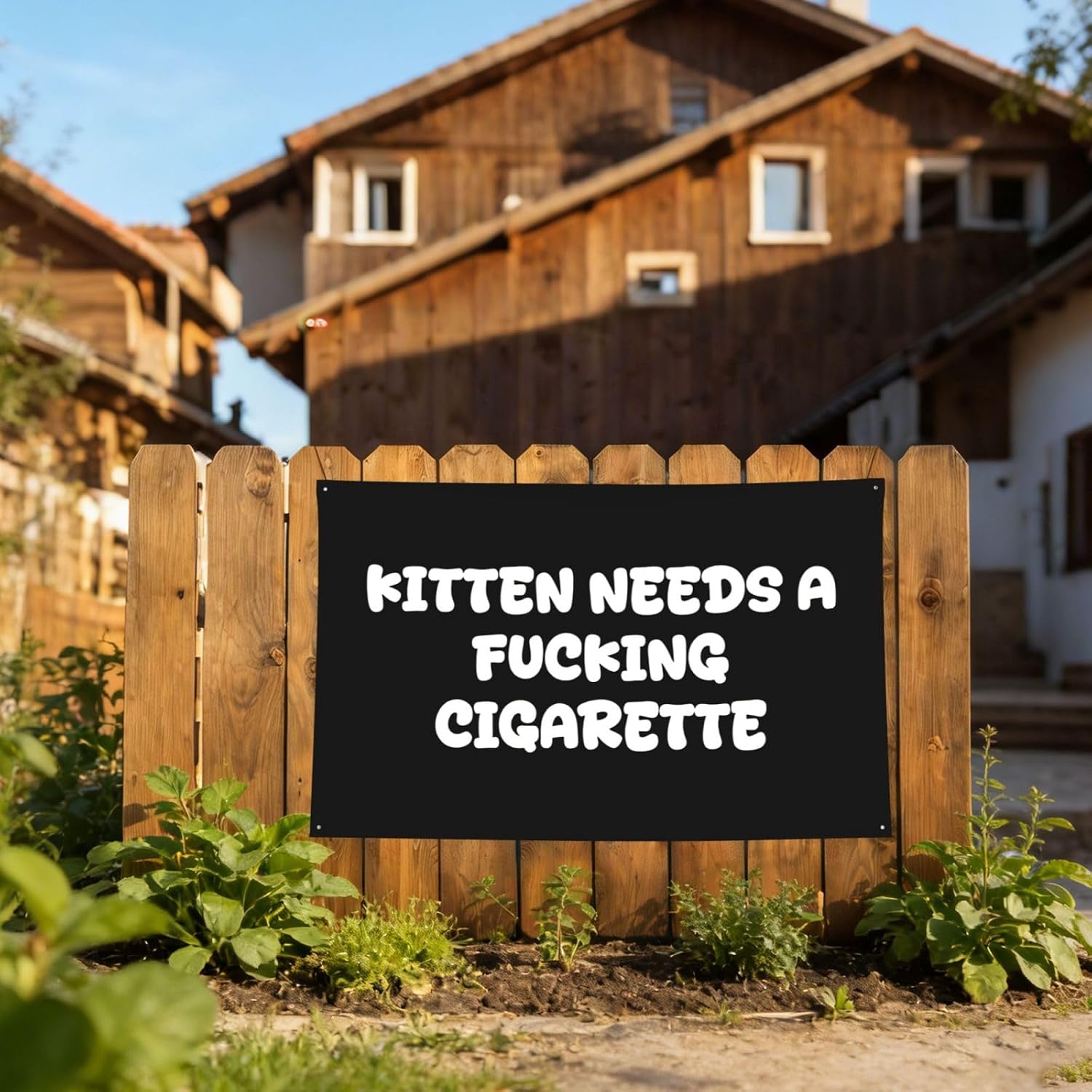 Kitten Needs A Fucking Cigarette Flag Poster Durable Wall Banner with 4 Brass Grommets 2x3 Ft Tapestry for Indoor & Outdoor Decor, Perfect for Home,Porch,Garden,Yard image 4