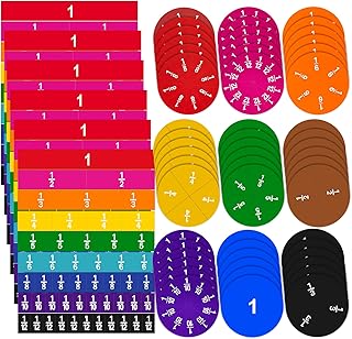 12 Sets Fraction Bars Include 6 Sets Fraction Tiles and 6 Sets Fraction Circles for Math Classroom Foam Fractions Manipulatives Math Manipulatives for Home School Supplies